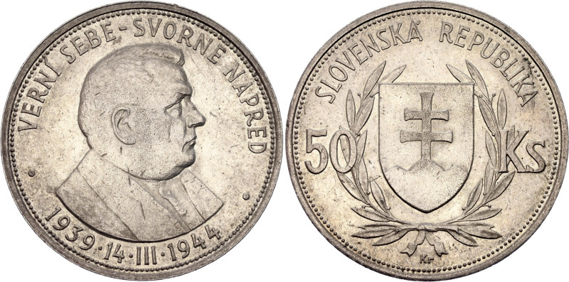 Slovakia 50 Korun 1944

KM# 10, Schön# 10, N# 6088; Silver 16.62 g.; 5th Anniv...