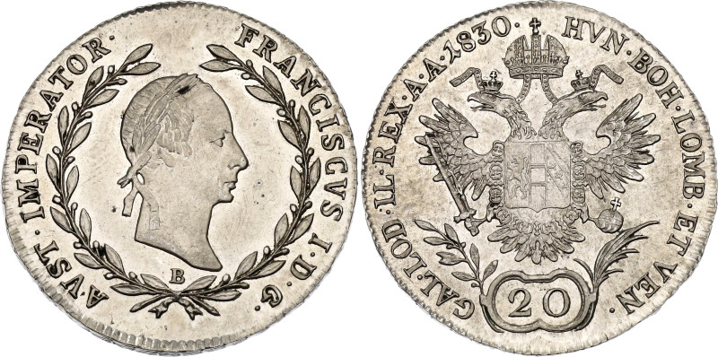 Austria 20 Kreuzer 1830 B

KM# 2145, N# 22995; Silver 6.68 g.; Franz I; Kremni...