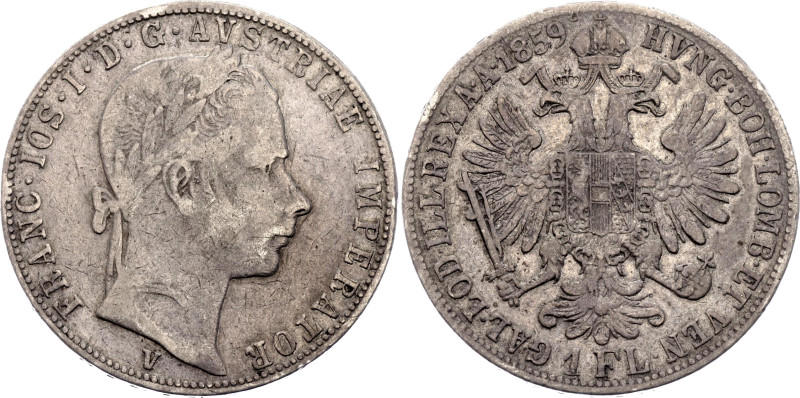 Austria 1 Florin 1859 V

KM# 2219, N# 7004; Silver 12.10 g.; Franz Joseph I; V...