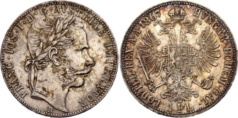 Austria 1 Florin 1867 B Key Date

KM# 2221, N# 31958; Silver 12.34 g.; Franz J...