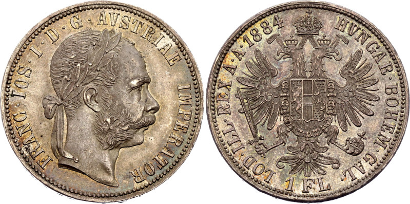 Austria 1 Florin 1884

KM# 2222, N# 4726; Silver 12.34 g.; Franz Joseph I; Vie...