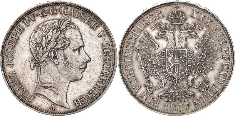 Austria 1 Vereinsthaler 1857 A

KM# 2244, N# 27536; Silver 18.50 g.; Franz Jos...