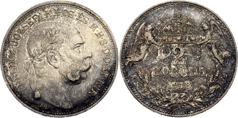 Hungary 2 Korona 1912 KB

KM# 493, N#10991; Silver 9.95 g.; Franz Joseph I; Kr...