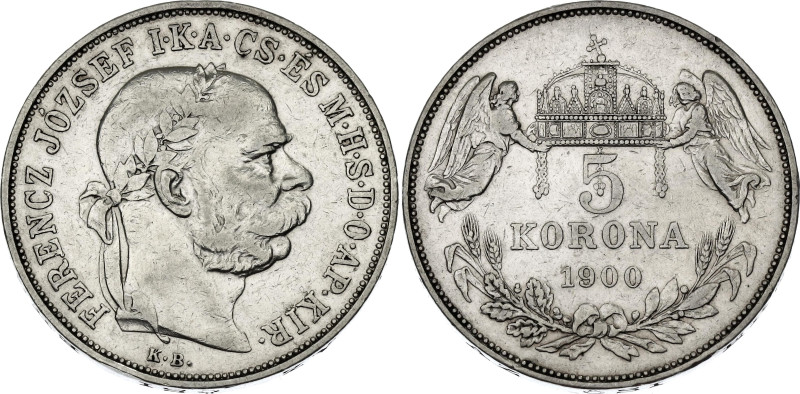 Hungary 5 Korona 1900 KB

KM# 488, N# 12866; Silver 23.92 g.; Franz Joseph I; ...