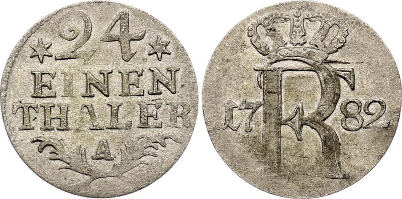 German States Prussia 1/24 Thaler 1782 A

KM# 296, N# 18155; Silver 2.22 g.; F...