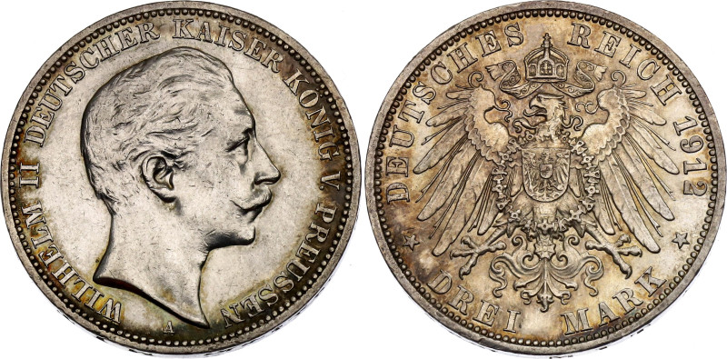 Germany - Empire Prussia 3 Mark 1912 A

KM# 527, N# 3643; Silver 16.67 g.; Wil...