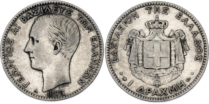 Greece 1 Drachme 1873 A

KM# 38, N# 7224; Silver 4.87 g.; George I; Paris Mint...