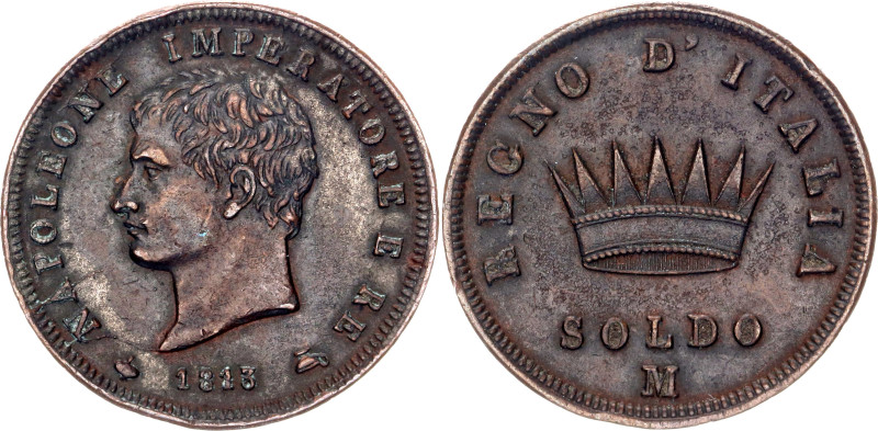 Italian States Kingdom of Napoleon 1 Soldo 1813 M

C# 3, N# 18633; Copper; Nap...