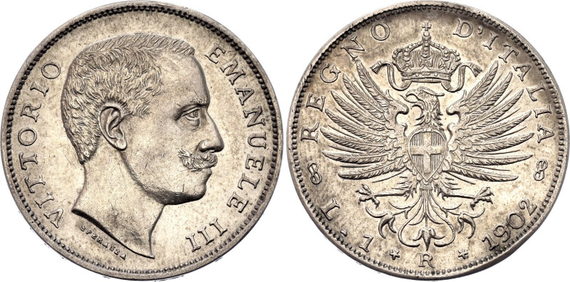 Italy 1 Lira 1902 R

KM# 32, N# 6573; Silver; Vittorio Emanuele III; XF+