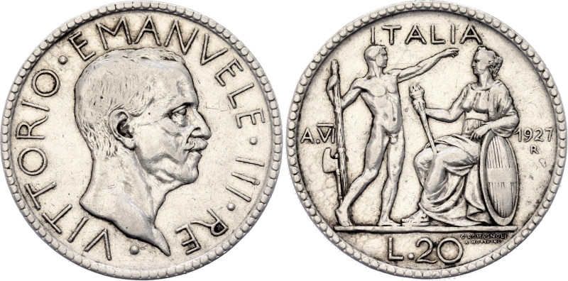 Italy 20 Lire 1927 (VI) R

KM# 69, N# 7191; Silver; Vittorio Emanuele III; XF