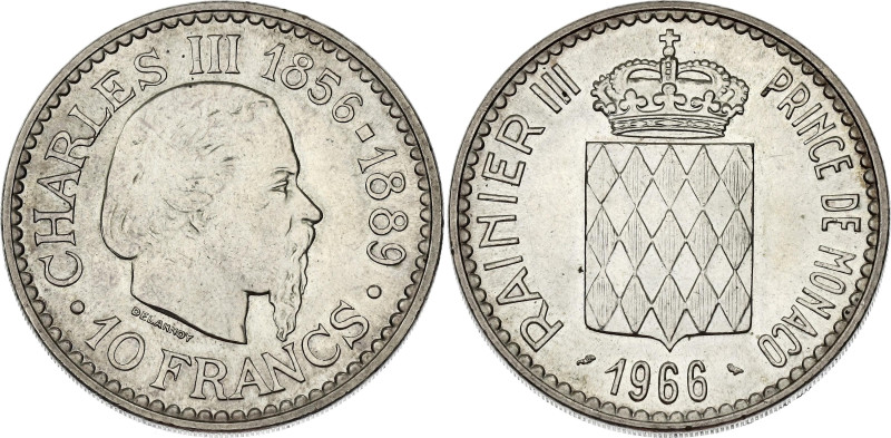 Monaco 10 Francs 1966

KM# 146, N# 11357; Silver 25.00 g.; Rainier III; 110th ...