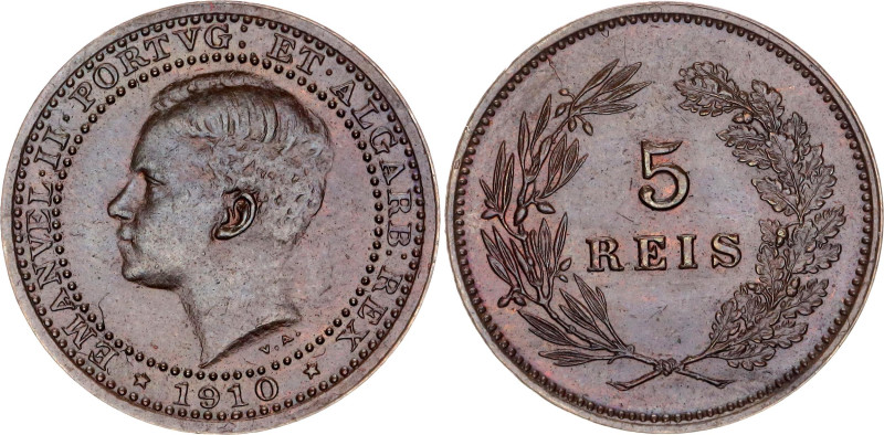 Portugal 5 Reis 1910

KM# 555, Gomes# E2 01,01, N# 15167; Bronze; Manuel II; U...