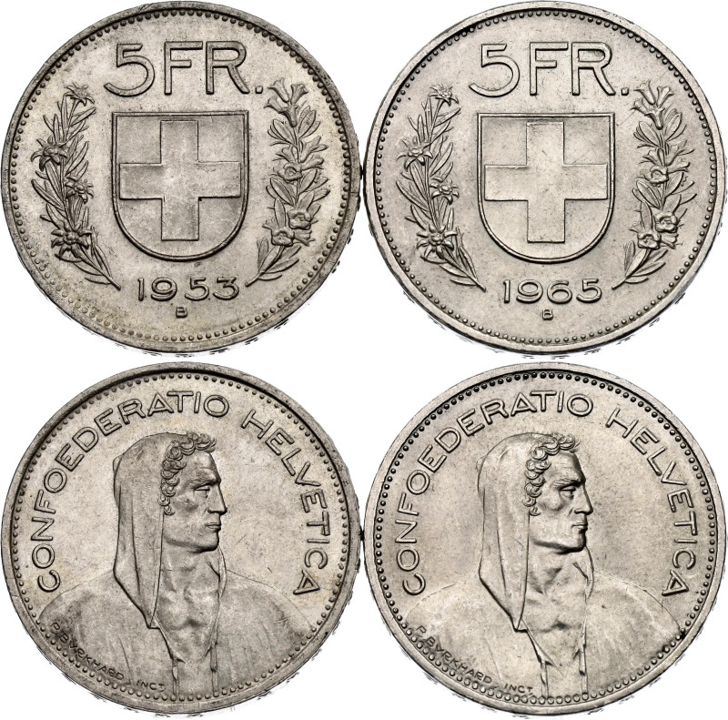 Switzerland 2 x 5 Francs 1953 - 1965 B

KM# 40, HMZ 2# 1200, N# 194; Silver., ...