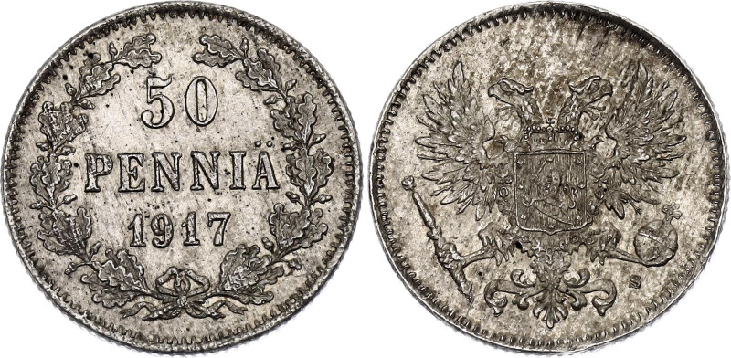 Russia - Finland 50 Pennia 1917 S

Bit# GSF1, Conros# 485/22; Silver 2.55 g.; ...