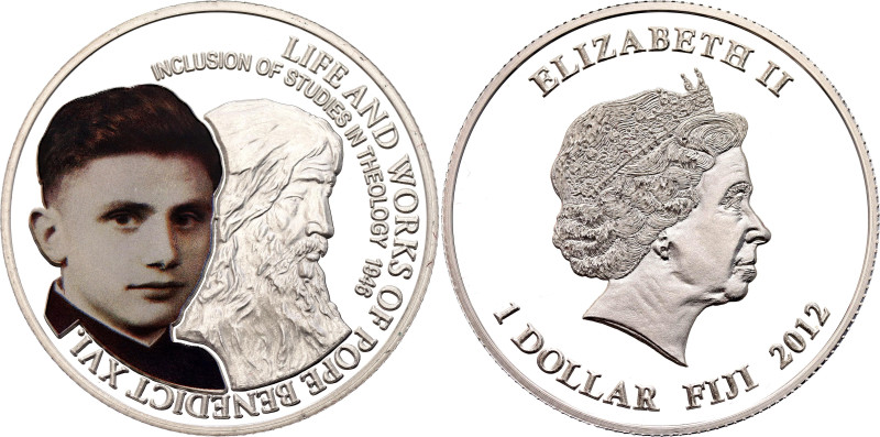 Fiji 1 Dollar 2012

Silver Plated Copper., Proof; Life and Works of Pope Bened...