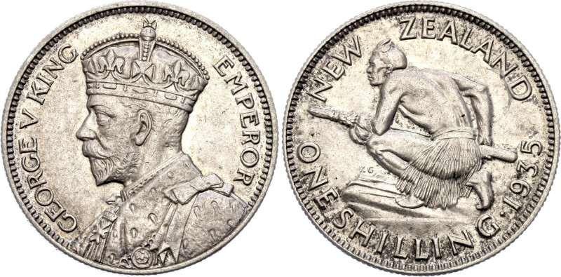 New Zealand 1 Shilling 1935

KM# 3, N# 4013; Silver 5.65 g.; George V; London ...