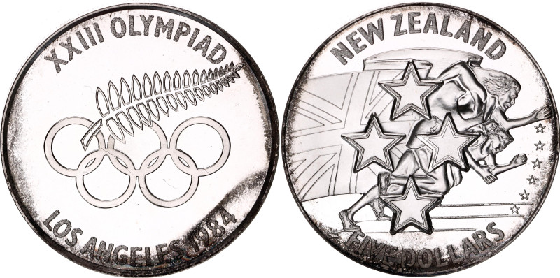 New Zealand 5 Dollars 1984 Specimen

X# 5; Silver 29.28 g.; Proof; XXIII Olymp...