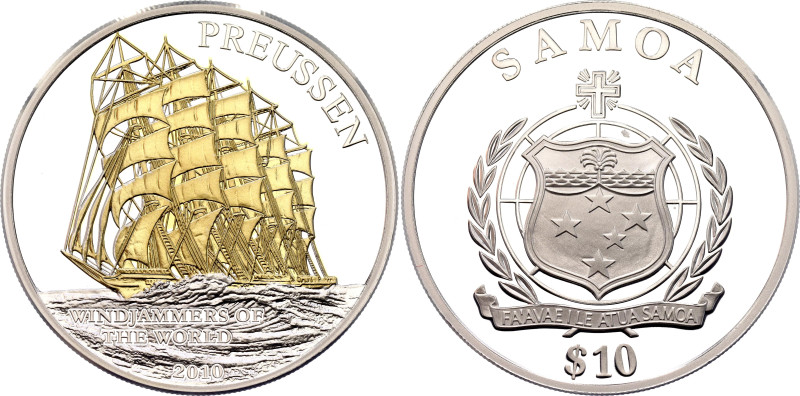 Samoa 10 Tala 2010

KM# 172, N# 39681; Gold Plated Silver 20.00 g., Proof; Win...