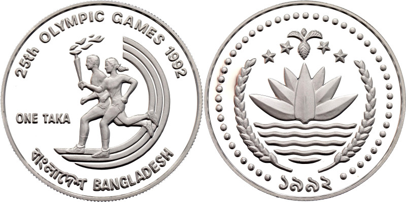 Bangladesh 1 Taka 1992

KM# 14, N# 41802; Silver 31.51 g., Proof; 1992 Summer ...