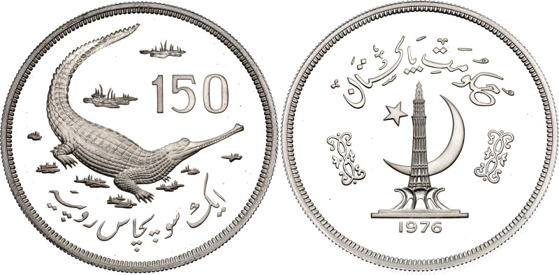 Pakistan 150 Rupees 1976

KM# 42, Schön# 43, N# 37558; Silver 35.44 g., Proof;...