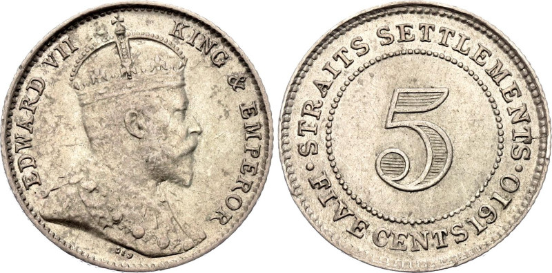 Straits Settlements 5 Cents 1910

KM# 20a, N# 12771; Silver 1.36 g.; Edward VI...