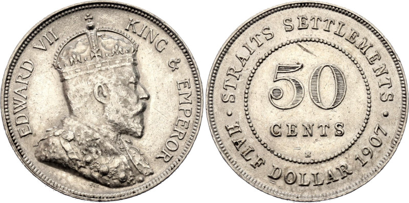 Straits Settlements 50 Cents 1907 H

KM# 24, N# 15532; Silver 10.10 g.; Edward...