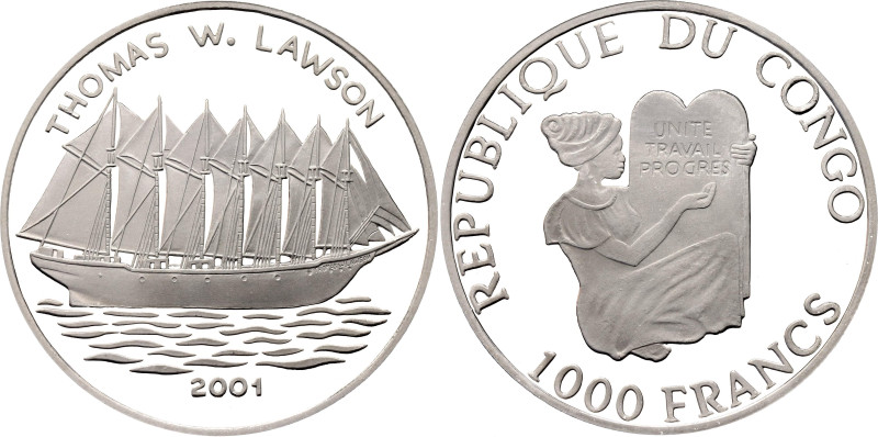 Congo 1000 Francs CFA 2001

KM# 112, N# 106834; Silver 15.00 g., Proof; Thomas...