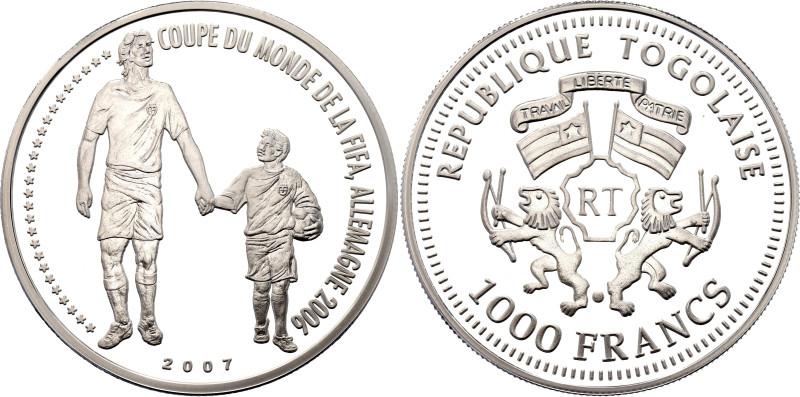 Togo 1000 Francs CFA 2007

N# 327959; Silver 20.25 g., Proof; Football World C...