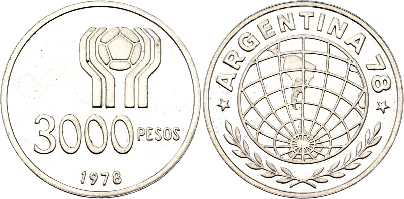 Argentina 3000 Pesos 1978

KM# 80, N# 14508; Silver 24.99 g.; World Football C...