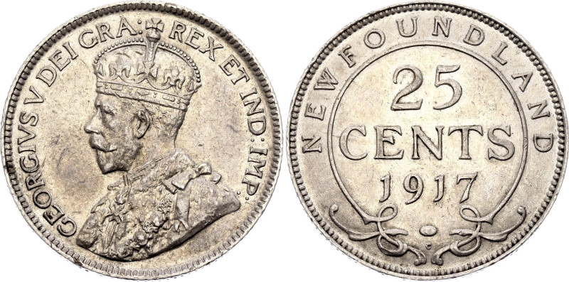 Canada Newfoundland 25 Cents 1917 C

KM# 17, N# 2785; Silver 5.83 g.; George V...