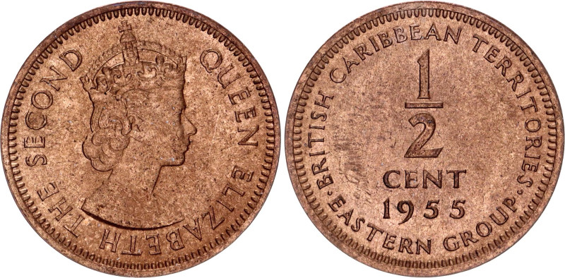 East Caribbean States 1/2 Cent 1955

KM# 1, N# 9526; Bronze; Elizabeth II; UNC...