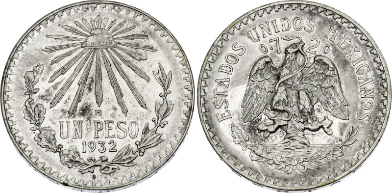 Mexico 1 Peso 1932 M

KM# 455, N# 4382; Silver 16.67 g.; Mexico Mint; XF/AUNC;...