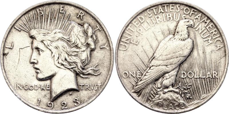 United States 1 Dollar 1923

KM# 150, N# 5580; Silver; "Peace Dollar"; XF+