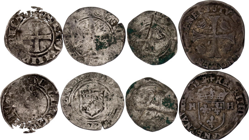 France Lot of 4 Coins 14th - 16th Century

Silver., Total weight: 5.01 g.; Var...