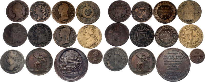 France Lot of 12 Coins & Trade Tokens 1779 - 1798

Copper & Bronze; Various De...