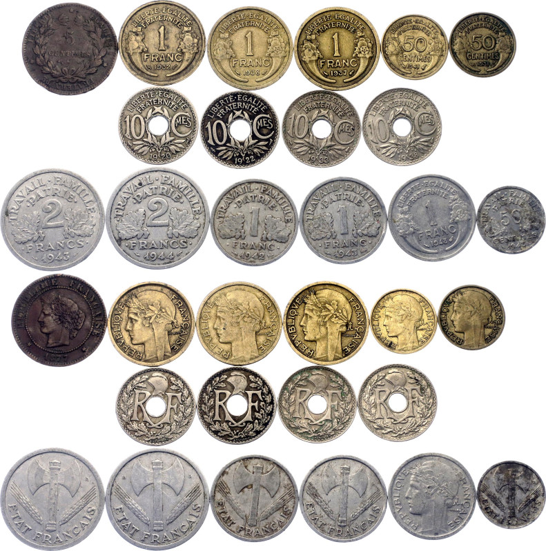 France Lot of 16 Coins 1877 -1948

Variuos dates & denomination; VF/XF