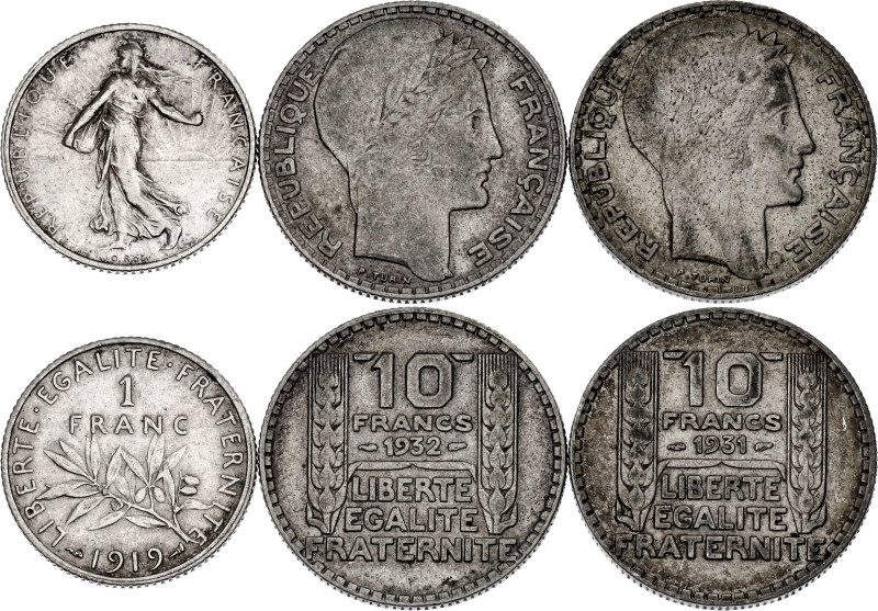 France Lot of 3 Coins 1912 -1931

Silver., Total weight 24.85 g.; Variuos date...