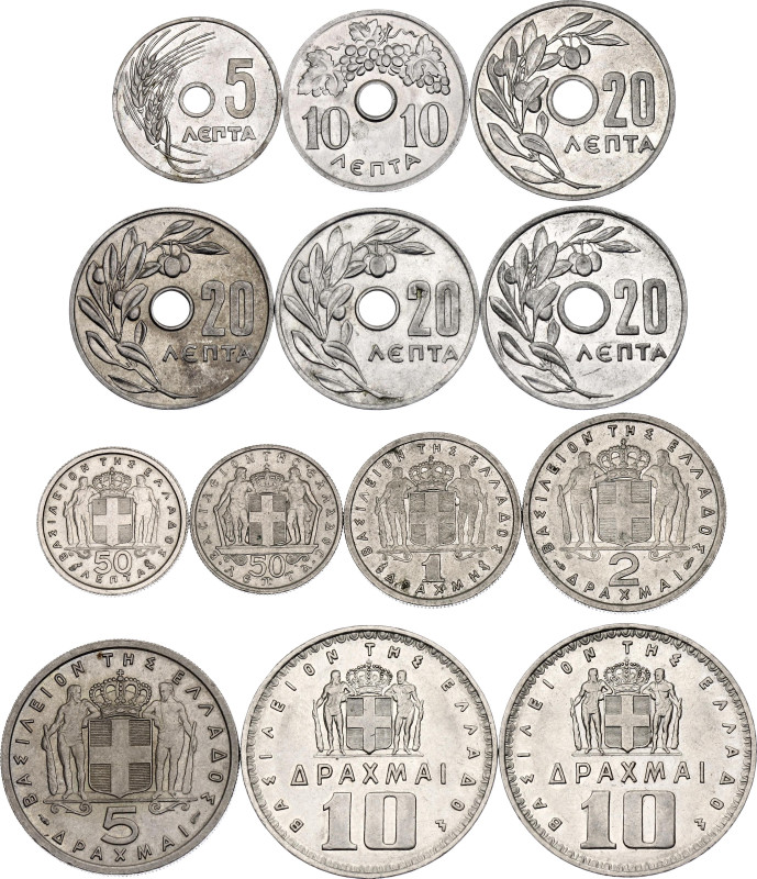 Greece Lot of 13 Coins 1954 - 1969

KM# 77-84; Aluminium & Copper-nickel; XF/U...