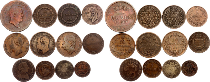 Italian States & Italy Lot of 12 Coins 1795 - 1893

Various States, Dates & De...