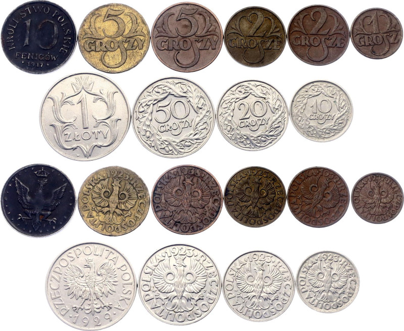 Poland Lot of 10 Coins 1917 - 1939

Various Dates & Denomination; XF/UNC