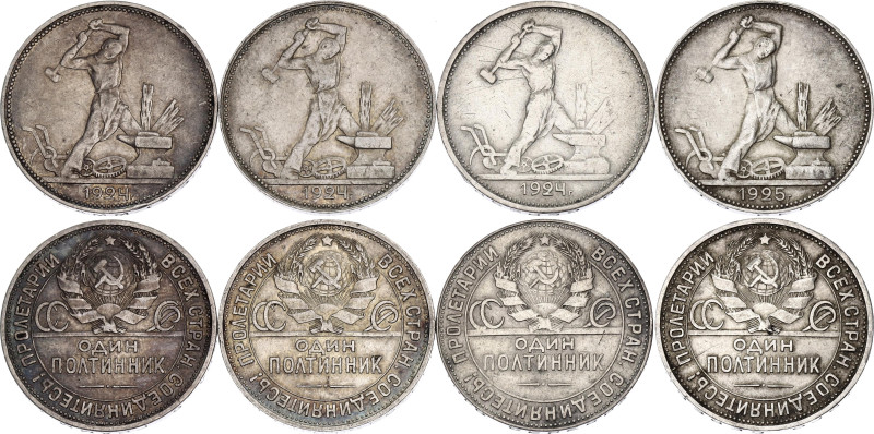 Russia - USSR 4 x Poltinnik 1924 -1925

Silver., Total weight 39.90 g.; Variuo...