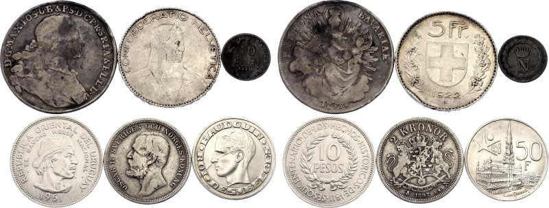 World Lot of 6 Coins 1755 - 1961

Silver., Total weight: 93.42 g.; Various Cou...