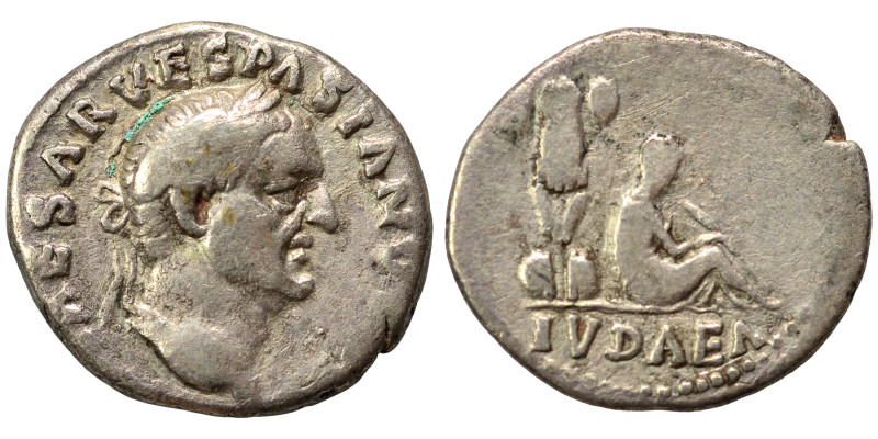 Vespasian, 69-79. Denarius (silver, 2.93 g, 17 mm), Rome. "Judaea Capta" issue. ...