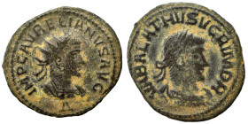 Aurelian, with Vabalathus, 270-275. Antoninianus (bronze, 3.32 g, 22 mm), Antioch. IMP C AVRELIANVS AVG Radiate and cuirassed bust of Aurelian right; ...