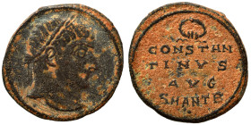 Constantine I, 307/310-337. Follis (bronze, 2.41 g, 18 mm), Antioch. Laureate head of Constantine I to right. Rev. CONSTAN/TINVS / AVG in three lines;...