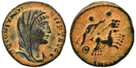 Divus Constantine I, died 337. Follis (bronze, 1.86 g, 15 mm), Antioch. DV CONSTANTINVS P T AVGG Veiled head of Divus Constantine I to right. Rev. Div...