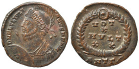 Julian II Apostata, 361-363. Follis (bronze, 3.20 g, 17 mm), Antioch. D N FL CL IVLIANVS P F AVG Diademed, helmeted and cuirassed bust left, holding s...