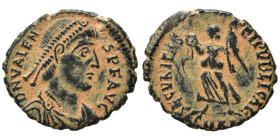 Valens, 364-378. Follis (bronze, 2.43 g, 18 mm), Cyzicus. DN VALENS PF AVG Diademed, draped and cuirassed bust right. Rev. SECVRITAS REI PVBLICAE Vict...