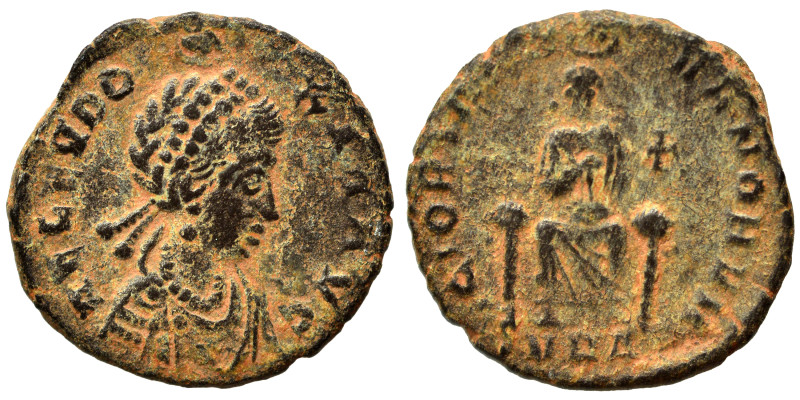 Aelia Eudoxia, Augusta, 400-404. Nummus (bronze, 2.24 g, 17 mm). AEL EVDOXIA AVG...