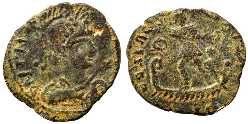 Barbarous imitation of Theodosius I folles. Circa late 4th/early 5th century AD....